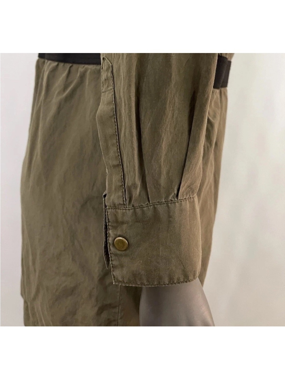 Banana‎ Republic Silk Dress Women’s 6 Green Cotton Cargo Knee Elastic Waist Army - Picture 7 of 13